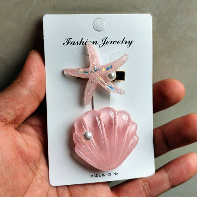 Ins Holiday Style Ocean Shell Starfish Hairpin Small Fresh Sweet shell duckbill hair clips set