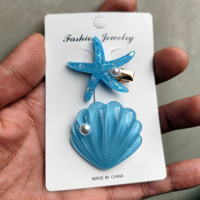 Ins Holiday Style Ocean Shell Starfish Hairpin Small Fresh Sweet shell duckbill hair clips set