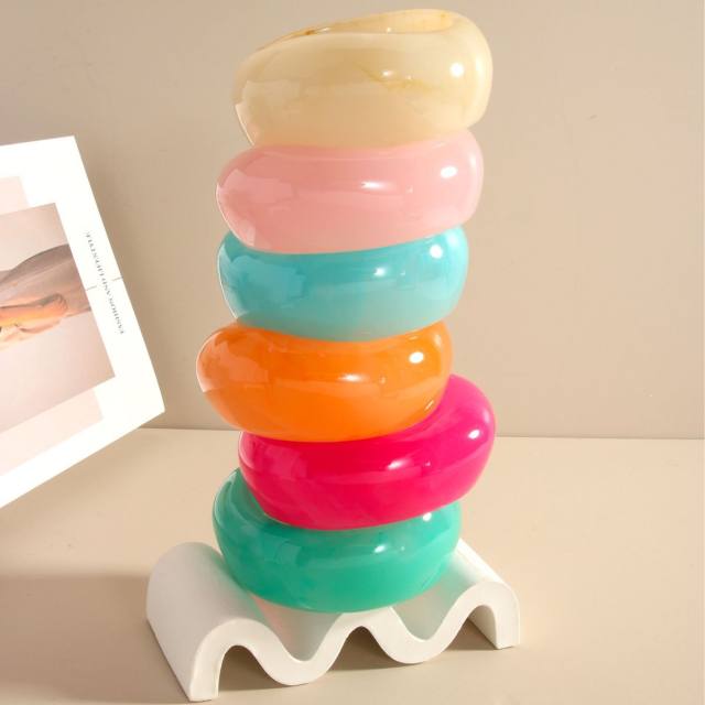 Chunky candy color acrylic bangle bracelet for women summer bangle