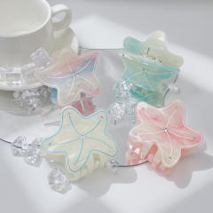 New Cute Starfish Shaped Hair Clip Summer Fresh Diamond hair claw clips 6.4cm