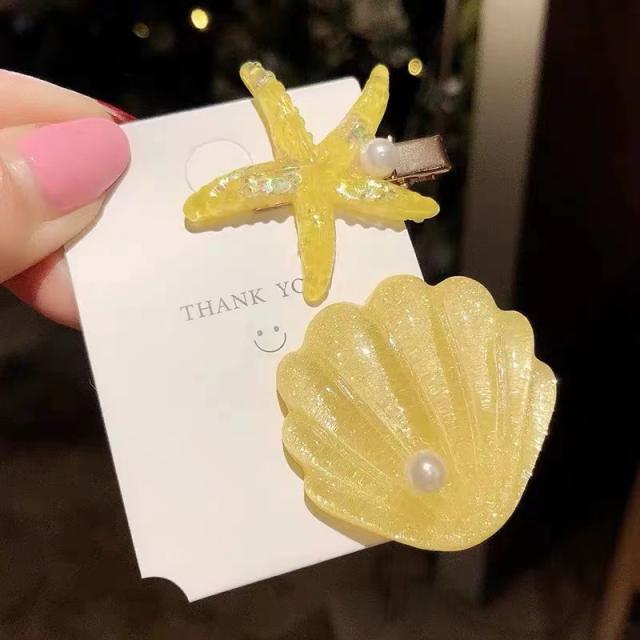 Ins Holiday Style Ocean Shell Starfish Hairpin Small Fresh Sweet shell duckbill hair clips set