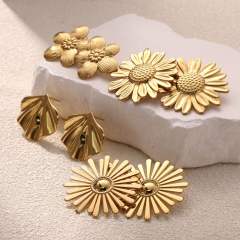 Big size flower daisy flower stainless steel earrings