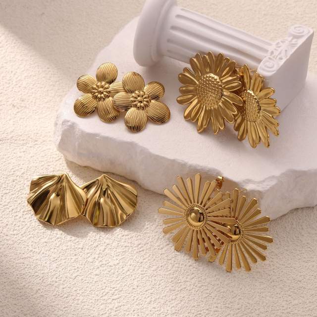 Big size flower daisy flower stainless steel earrings