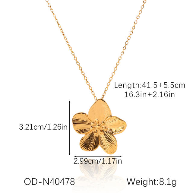 Hot-selling Stainless Steel Flower Necklace Bracelet five petal flower jewelry suit