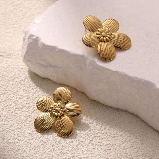 Big size flower daisy flower stainless steel earrings