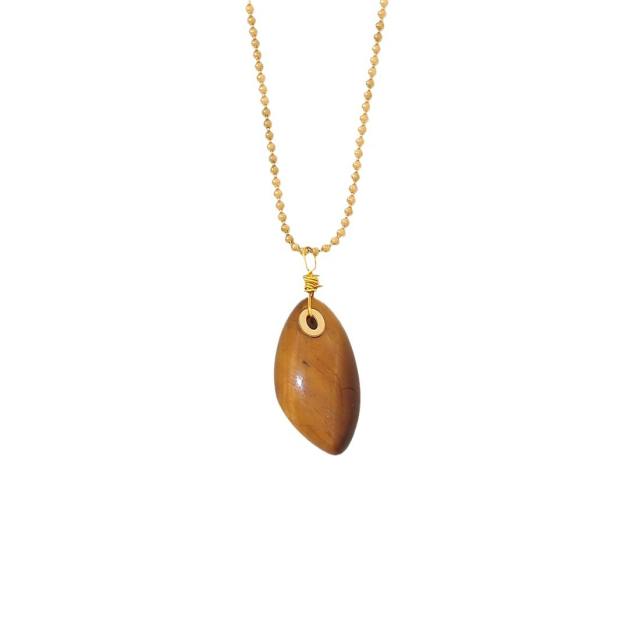 Natural geometric natural stone pendant crystal stainless steel chain necklace
