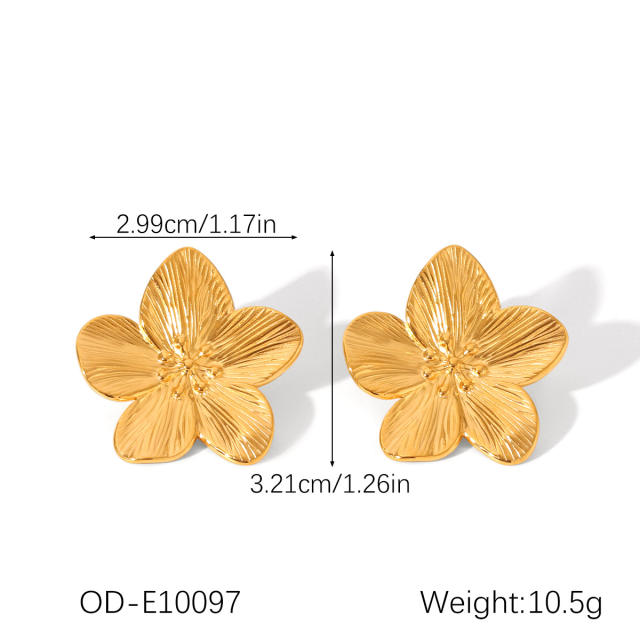 Hot-selling Stainless Steel Flower Necklace Bracelet five petal flower jewelry suit
