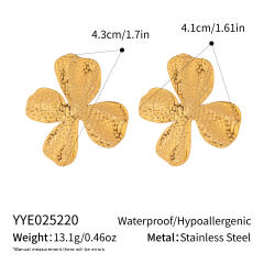 Holiday trend hammer pattern oversize flower stainless steel earrings rings suit