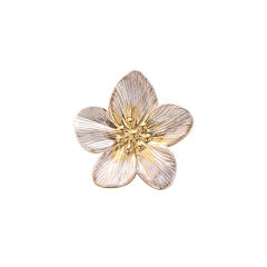 18KG personality two tone flower shape stainless steel earrings