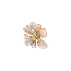 18KG personality two tone flower shape stainless steel earrings
