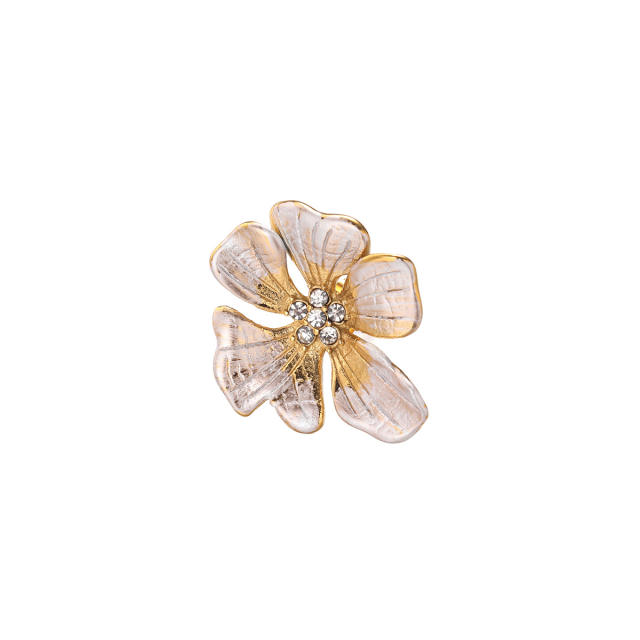 18KG personality two tone flower shape stainless steel earrings