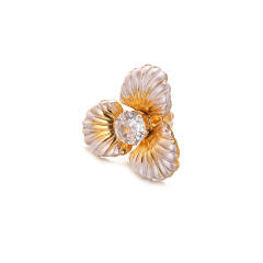 18KG personality two tone flower shape stainless steel earrings