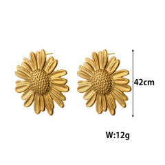 Big size flower daisy flower stainless steel earrings