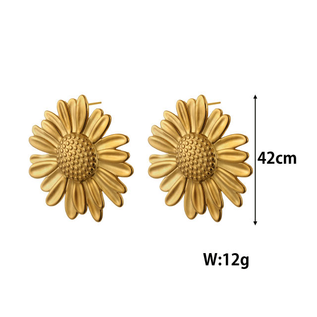 Big size flower daisy flower stainless steel earrings