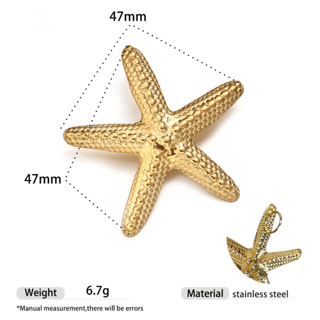 Marine Stainless Steel Pendant starfish conch shell pendant colorful thick Rope chain DIY beach style necklace