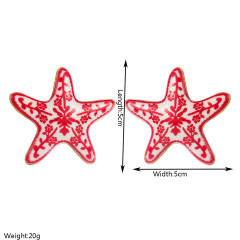 Hot-Selling Painted Blue White Porcelain Starfish Earrings