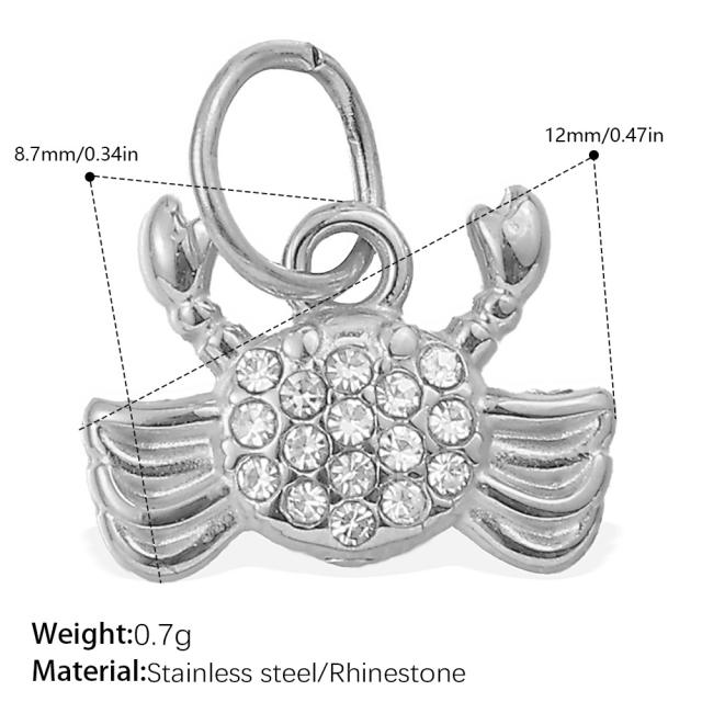 Beach Style Exquisite Inlaid Rhinestone Starfish Coconut Tree Pendant DIY Necklace Pendant Stainless Steel Bracelet Accessories