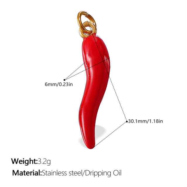 Cute and Fresh 3D Fruit Vegetable DIY Necklace charms Corn Chili Mushroom red enamel charms