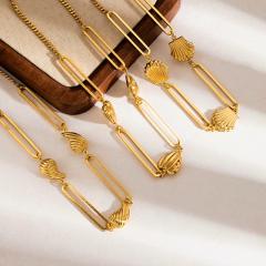 Marine Elements Starfish Conch Love Necklace stainless steel chain necklace for Men Women
