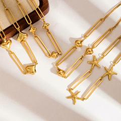 Marine Elements Starfish Conch Love Necklace stainless steel chain necklace for Men Women
