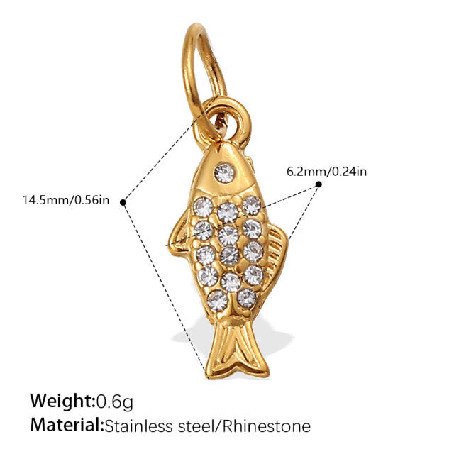 Beach Style Exquisite Inlaid Rhinestone Starfish Coconut Tree Pendant DIY Necklace Pendant Stainless Steel Bracelet Accessories