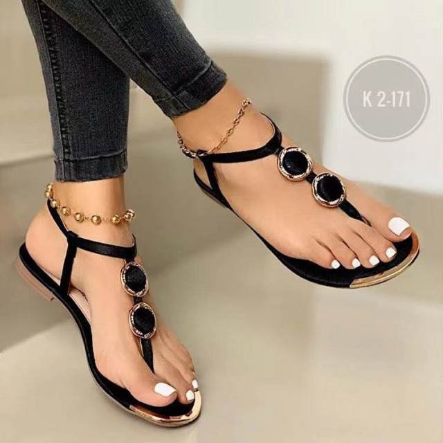 Beaded women's shoes foreign trade summer casual flat sandals