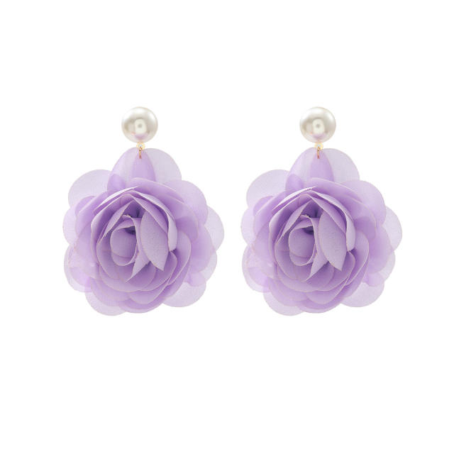 Multi-Layered Three-Dimensional Chiffon Earrings Summer Fashionable Earrings for Women Cross-Border Supply