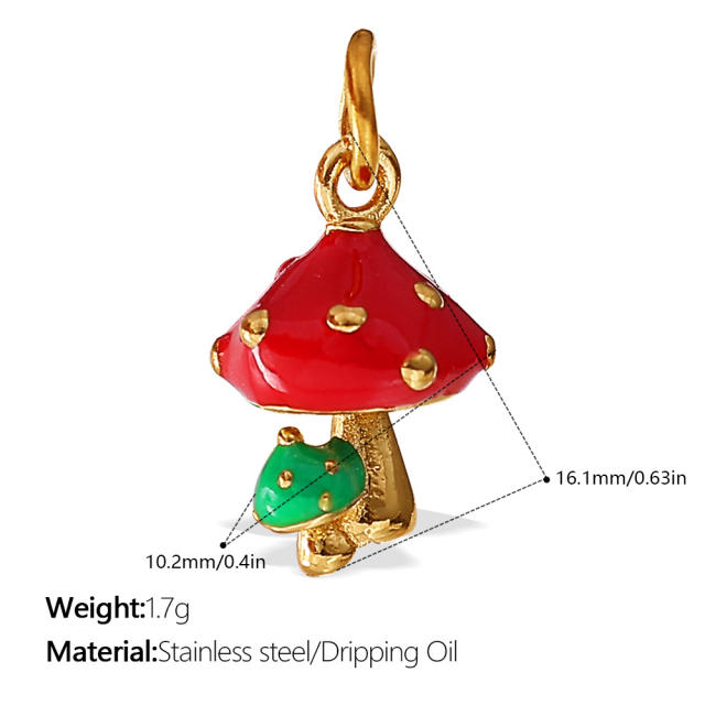 Cute and Fresh 3D Fruit Vegetable DIY Necklace charms Corn Chili Mushroom red enamel charms