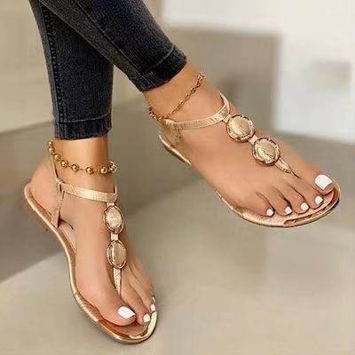 Beaded women's shoes foreign trade summer casual flat sandals