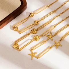 Marine Elements Starfish Conch Love Necklace stainless steel chain necklace for Men Women