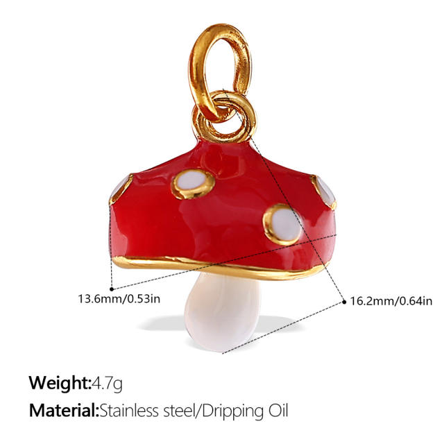 Cute and Fresh 3D Fruit Vegetable DIY Necklace charms Corn Chili Mushroom red enamel charms