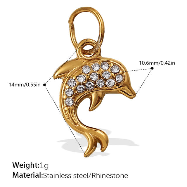 Beach Style Exquisite Inlaid Rhinestone Starfish Coconut Tree Pendant DIY Necklace Pendant Stainless Steel Bracelet Accessories