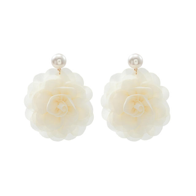 Multi-Layered Three-Dimensional Chiffon Earrings Summer Fashionable Earrings for Women Cross-Border Supply