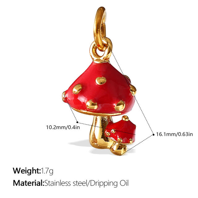 Cute and Fresh 3D Fruit Vegetable DIY Necklace charms Corn Chili Mushroom red enamel charms