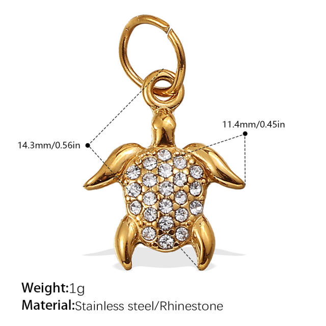 Beach Style Exquisite Inlaid Rhinestone Starfish Coconut Tree Pendant DIY Necklace Pendant Stainless Steel Bracelet Accessories