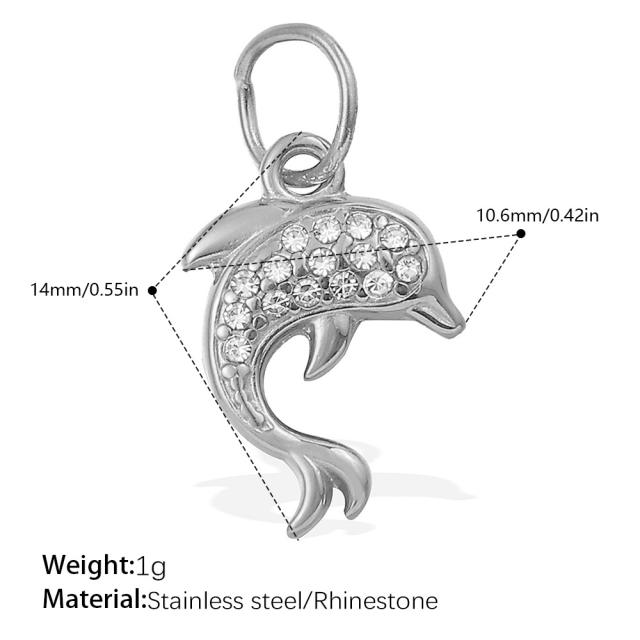Beach Style Exquisite Inlaid Rhinestone Starfish Coconut Tree Pendant DIY Necklace Pendant Stainless Steel Bracelet Accessories