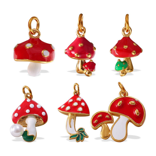 Cute and Fresh 3D Fruit Vegetable DIY Necklace charms Corn Chili Mushroom red enamel charms