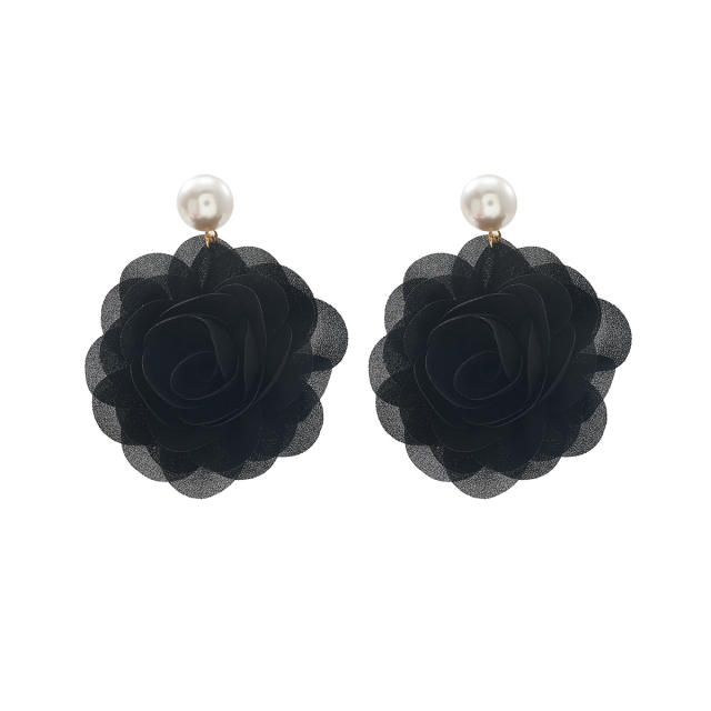 Multi-Layered Three-Dimensional Chiffon Earrings Summer Fashionable Earrings for Women Cross-Border Supply