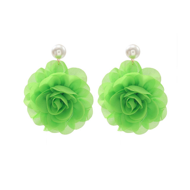 Multi-Layered Three-Dimensional Chiffon Earrings Summer Fashionable Earrings for Women Cross-Border Supply