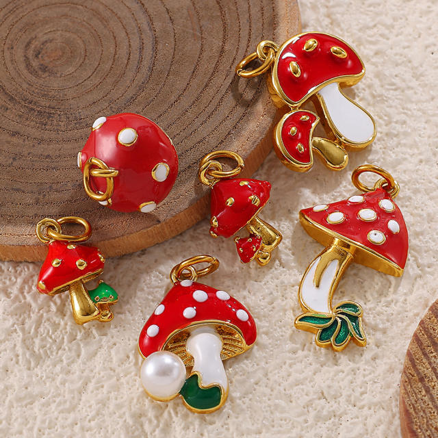 Cute and Fresh 3D Fruit Vegetable DIY Necklace charms Corn Chili Mushroom red enamel charms