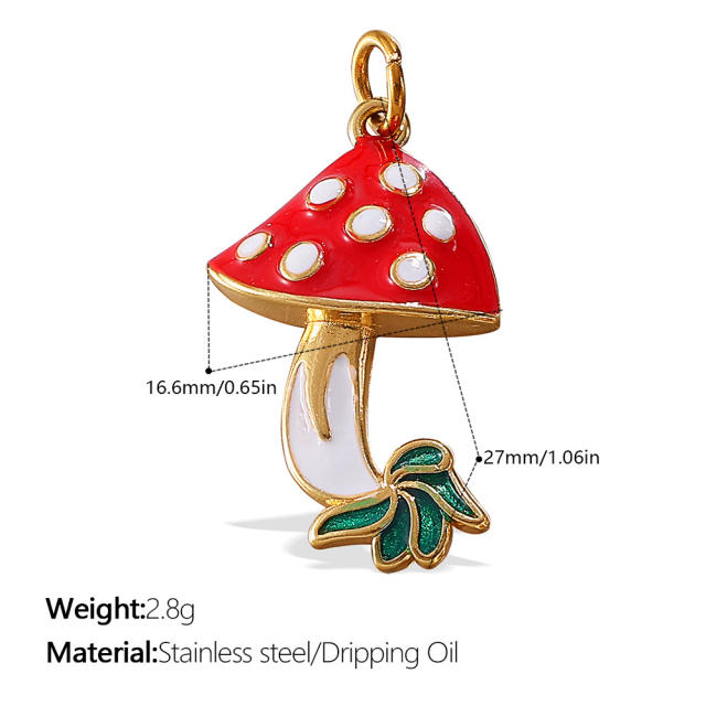 Cute and Fresh 3D Fruit Vegetable DIY Necklace charms Corn Chili Mushroom red enamel charms