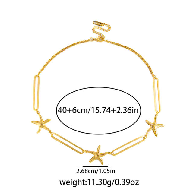 Marine Elements Starfish Conch Love Necklace stainless steel chain necklace for Men Women