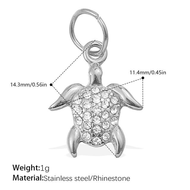 Beach Style Exquisite Inlaid Rhinestone Starfish Coconut Tree Pendant DIY Necklace Pendant Stainless Steel Bracelet Accessories