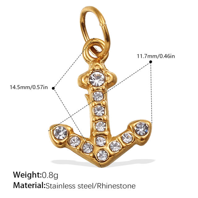 Beach Style Exquisite Inlaid Rhinestone Starfish Coconut Tree Pendant DIY Necklace Pendant Stainless Steel Bracelet Accessories