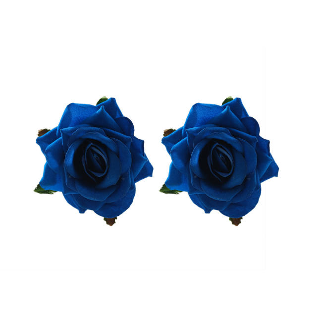Ocean Romantic Beach Vacation Style Three-Dimensional Velvet Rose Earrings for Women
