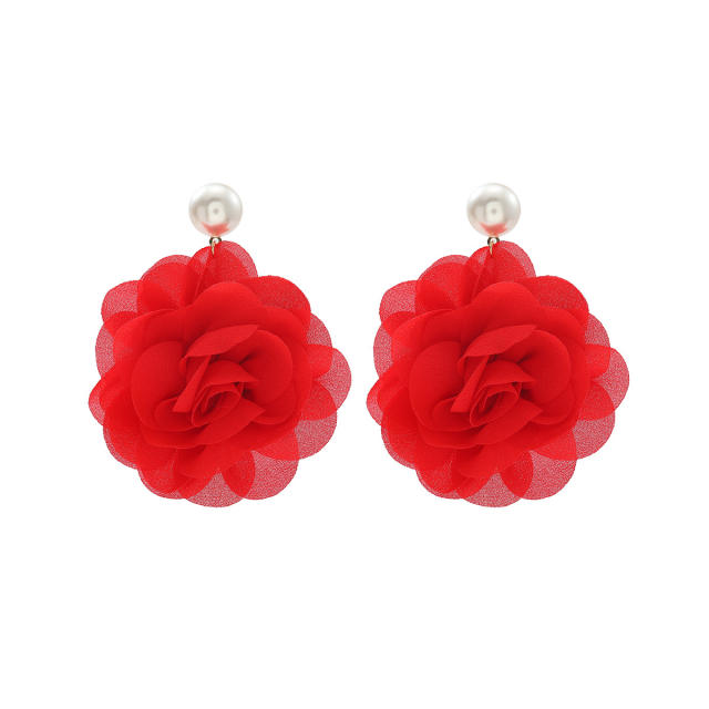 Multi-Layered Three-Dimensional Chiffon Earrings Summer Fashionable Earrings for Women Cross-Border Supply