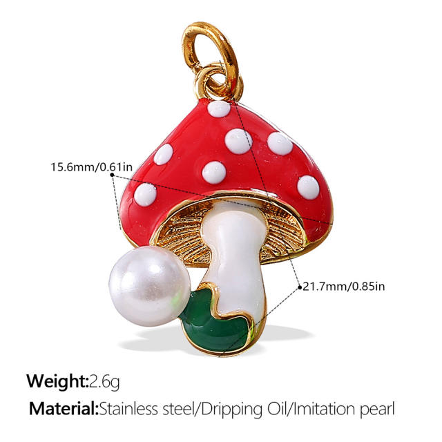 Cute and Fresh 3D Fruit Vegetable DIY Necklace charms Corn Chili Mushroom red enamel charms