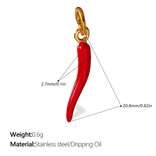 Cute and Fresh 3D Fruit Vegetable DIY Necklace charms Corn Chili Mushroom red enamel charms