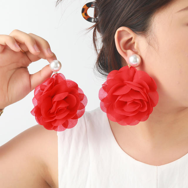 Multi-Layered Three-Dimensional Chiffon Earrings Summer Fashionable Earrings for Women Cross-Border Supply