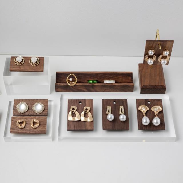 Walnut earrings display rack jewelry hanging earrings rack earrings jewelry card display jewelry photo props